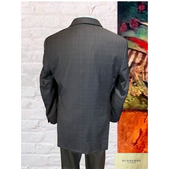 Burberry London 42L Brown Blue Tan Plaid Designer Blazer Sport Coat Jacket - Picture 8 of 16